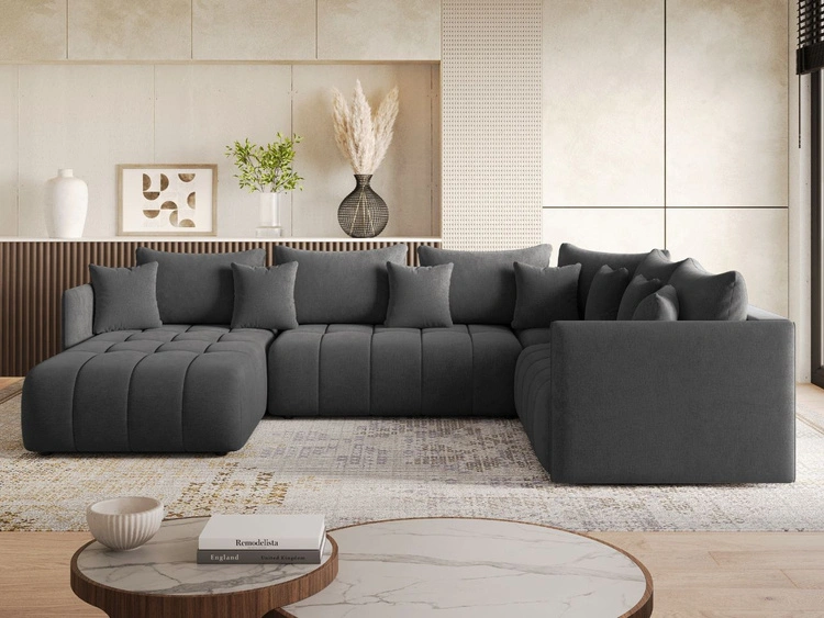 Wohnlandschaft mit Schlaffunktion und Bettkasten Ardi Bis Anthrazit