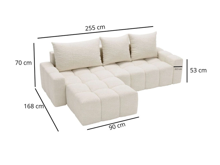 Ecksofa L-Form mit Schlaffunktion und Bettkasten Bresso Beige