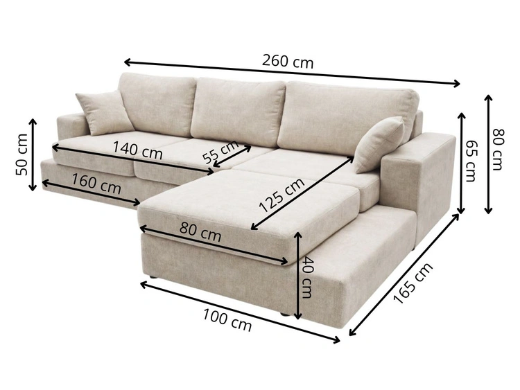 Ecksofa L-Form fürs Wohnzimmer Nesto Links Beige