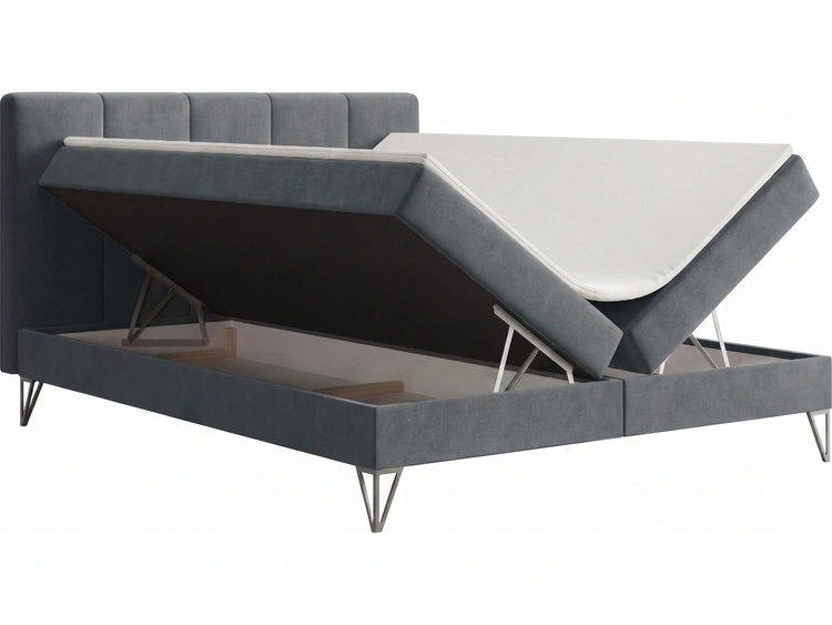 Boxspringbett mit Bettkasten 160x200 Vendi grau