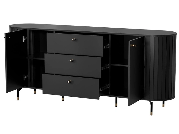 Kommode mit Türen und Schubladen Soria Schwarz mat