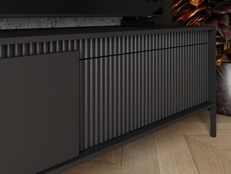 TV-Lowboard mit Türen 153 cm Sorano Schwarz