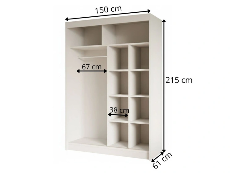 Schiebetürenschrank mit geriffelter Front 150 cm Fano Weiß