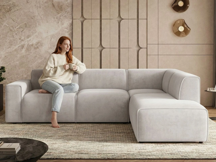 Ecksofa L-Form Rechts Eluno Grau