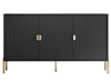 Kommode dreitürig breit mit goldfarbenen Griffen und Füßen, Orlean Schwarz Matt