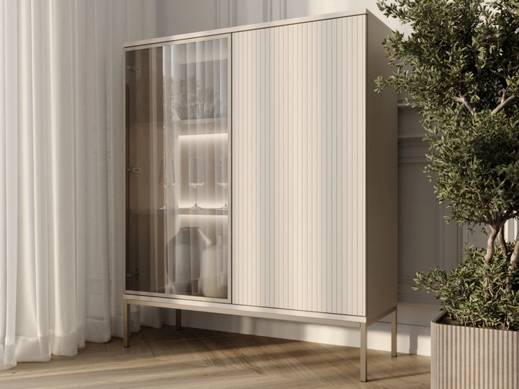 Vitrinenschrank mit Led Deo 126 cm Kaschmir