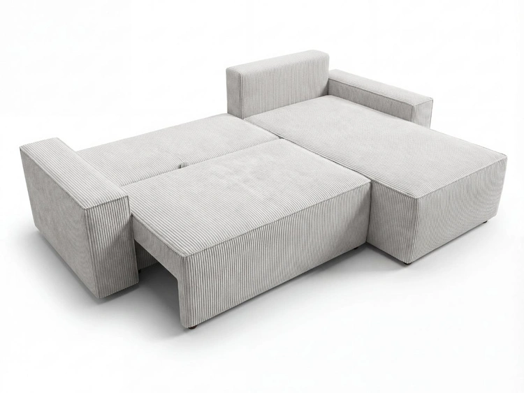 Ecksofa L-Form mit Schlaffunktion und Bettkasten Nivo Grau