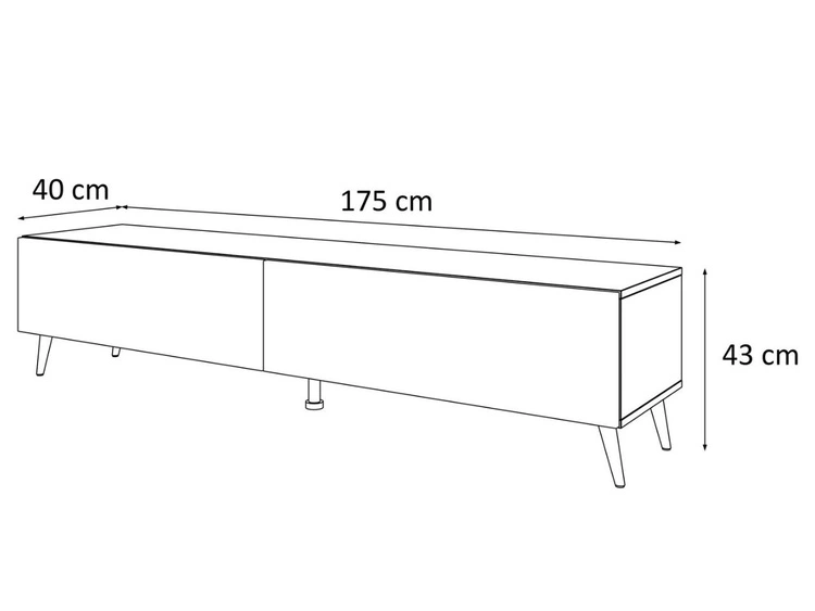 TV-Lowboard mit Türen auf schwarz-goldenen Beinen 175 cm Sorelle Schwarz Matt