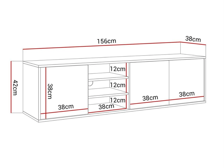 Hängender TV-Schrank mit Türen Vivance Weiß Hochglanz