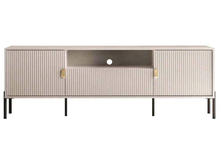 TV-Lowboard breit zweitürig mit Schublade und schwarzen Metallfüßen Orlean Kaschmir Matt