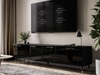 TV-Lowboard mit Türen auf Schwarz-Goldenen Metallbeinen 200 cm Noaé Schwarz Hochglanz