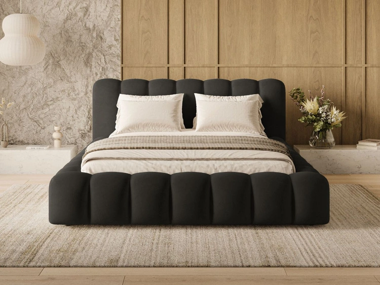 Polsterbett mit Bettkasten und Lattenrost 160x200 Averia Schwarz