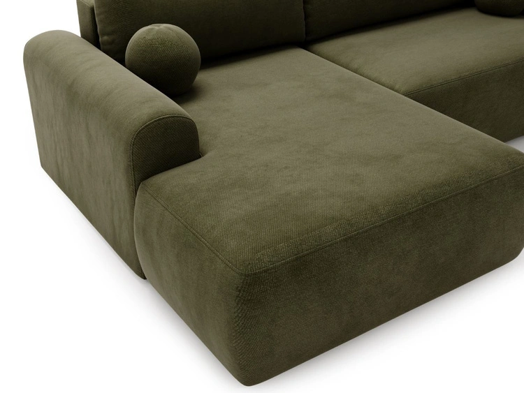 Ecksofa L-Form mit Schlaffunktion und Bettkasten Savana Links Grün