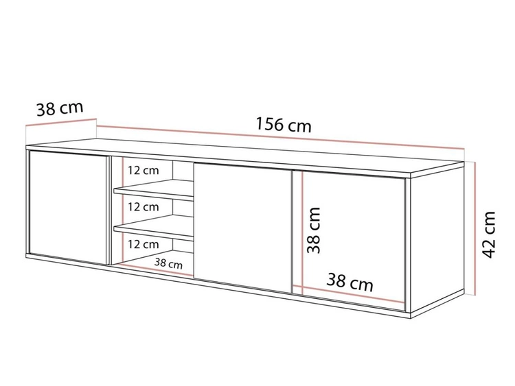 Hängender TV-Schrank mit Türen Vivance Kaschmir Hochglanz