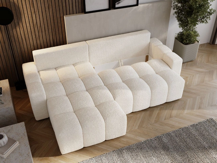 Ecksofa L-Form mit Schlaffunktion und Bettkasten Bresso Creme