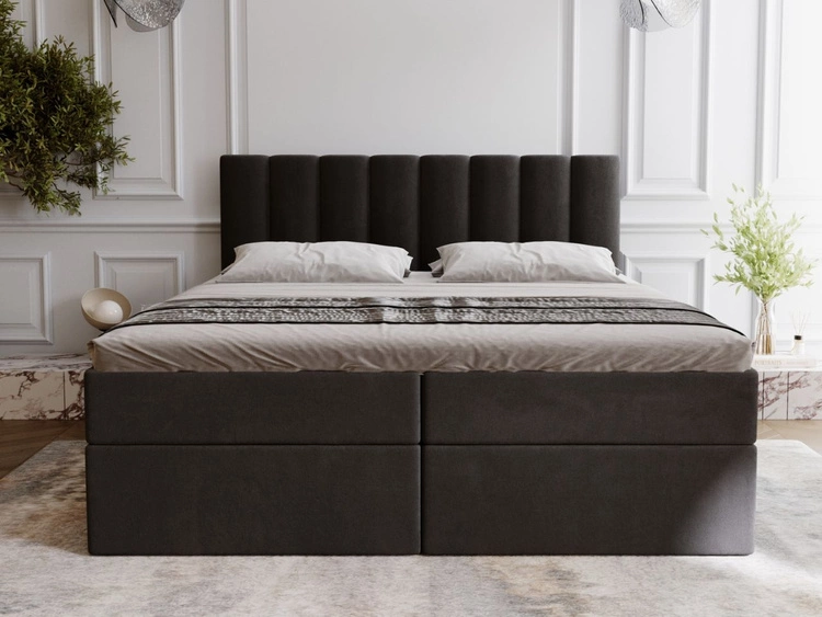 Boxspringbett mit Bettkasten 160x200 Mocca Schwarz