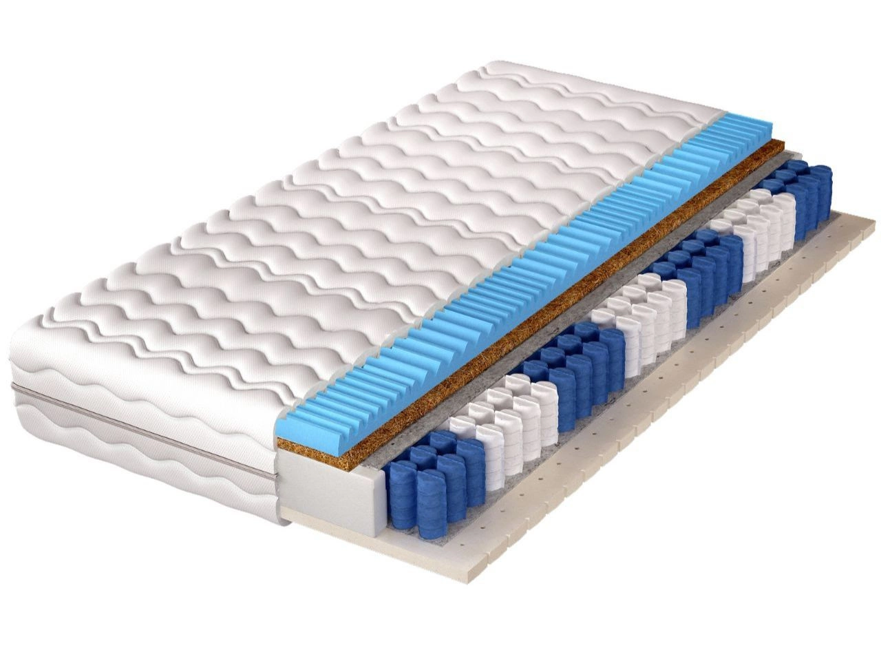 Taschenfederkernmatratze mit profiliertem Schaumstoff, Kokosmatte und Latex Tivo 140x200