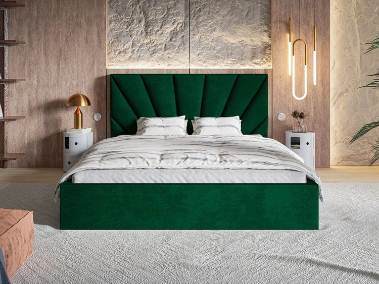 Polsterbett mit Bettkasten und Lattenrost 140x200 Orlo Grün
