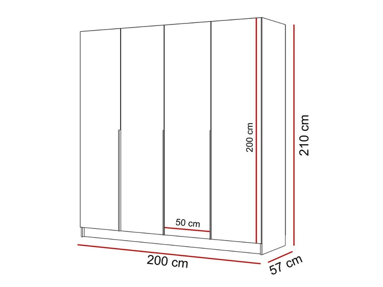 Viertüriger Kleiderschrank mit Drehtüren Ameli Weiß Hochglanz
