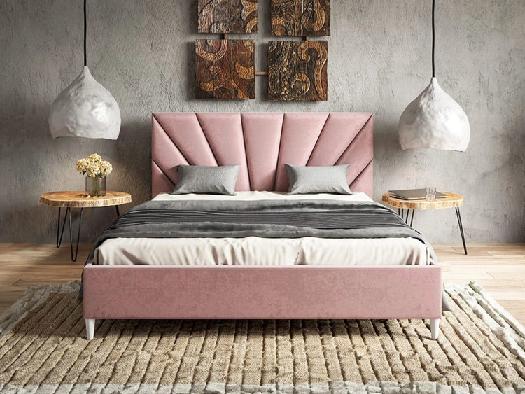 Polsterbett mit Lattenrost 140x200 Fuzi Rosa