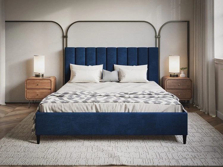 Polsterbett mit Lattenrost 140x200 Snazi Dunkelblau