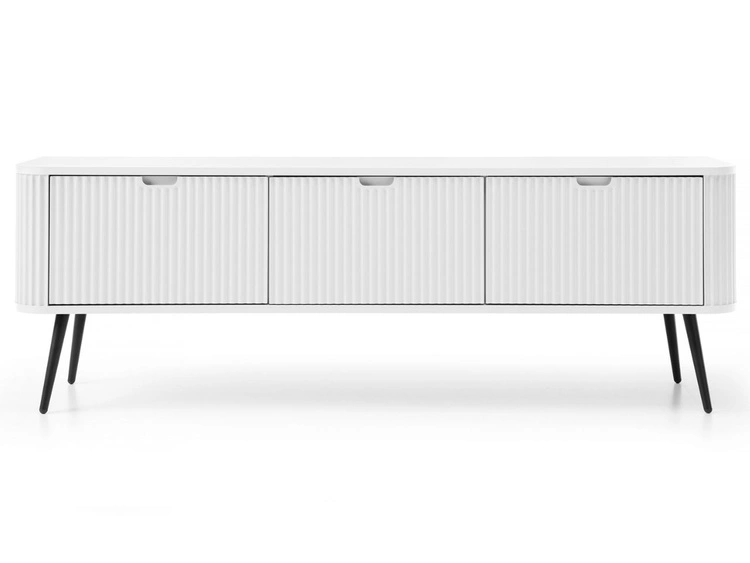 TV-Lowboard mit Türen Viva Weiß auf Schwarzen Beinen