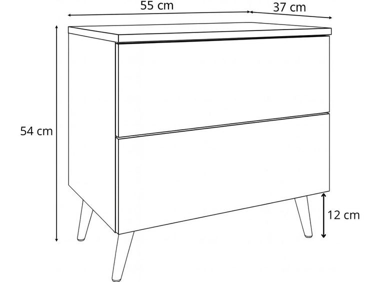Nachttisch mit Schubladen auf Schwarz-Goldenen Metallbeinen Nuveo Schwarz Hochglanz