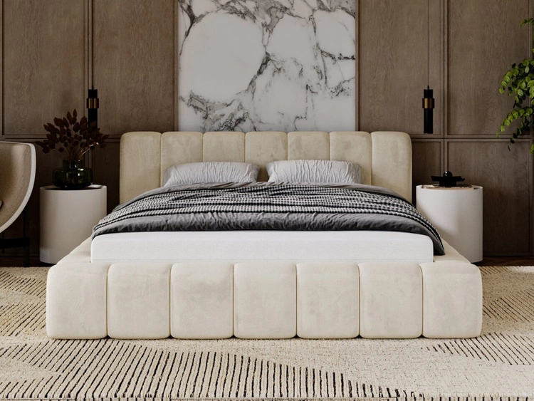 Polsterbett mit Bettkasten und Lattenrost 180x200 Ibiza Beige