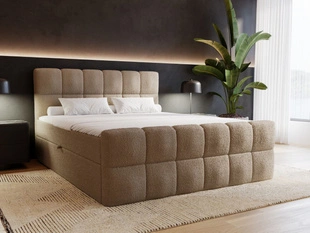 Boxspringbett mit Bettkasten 180x200 Bouclé-Stoff Alicante Braun