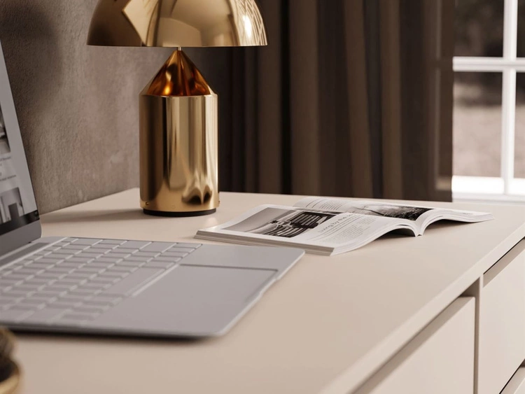 Schreibtisch mit fünf Schubladen Melo Kaschmir Matt