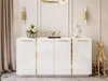 Viertürige Kommode 158 cm Glamour-Stil mit goldenen Griffen Lunelie Weißglanz