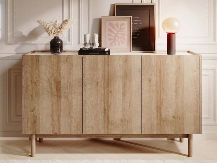 Wohnzimmerset Braha Riviera Eiche, Bianco Marmor