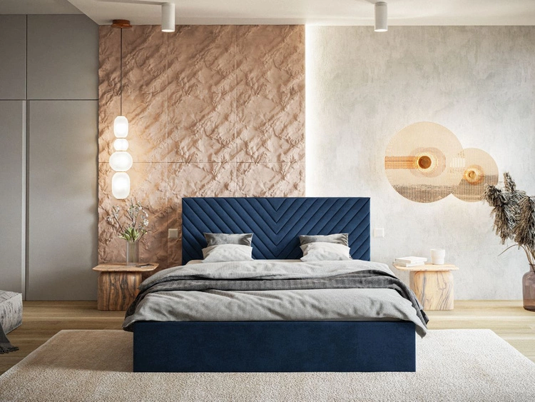 Polsterbett mit Bettkasten und Lattenrost 160x200 Esma Dunkelblau