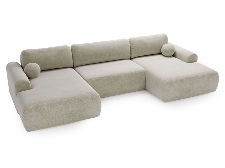 Wohnlandschaft mit Schlaffunktion und Bettkasten Savana Hellbeige