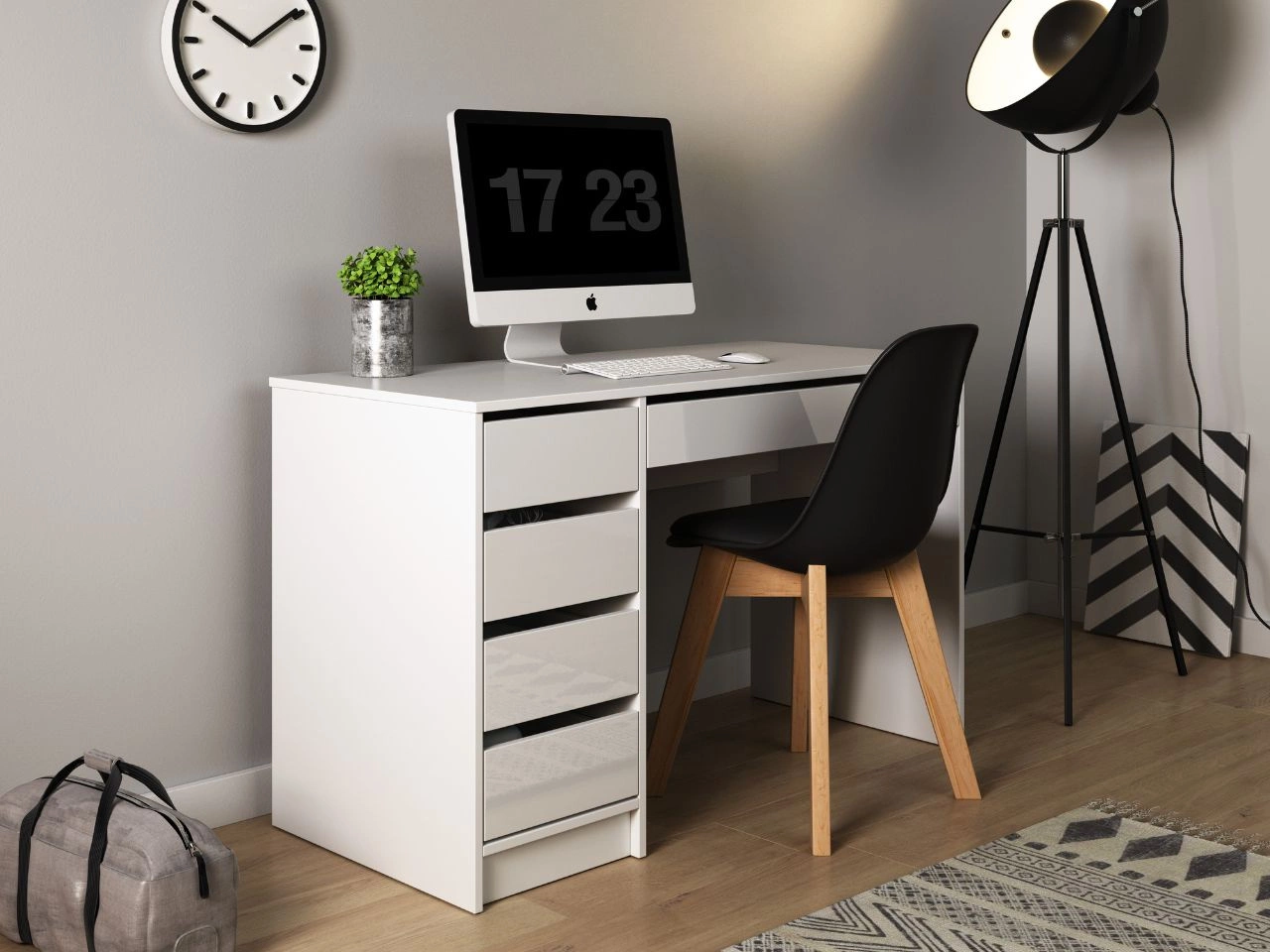 Schreibtisch mit Schubladen Anes Weiß