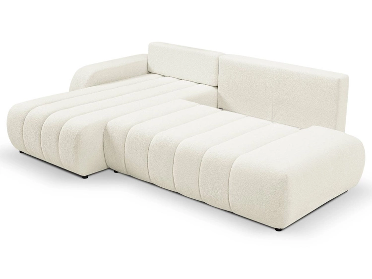 Ecksofa mit Schlaffunktion und Bettkasten Links Adoro Creme