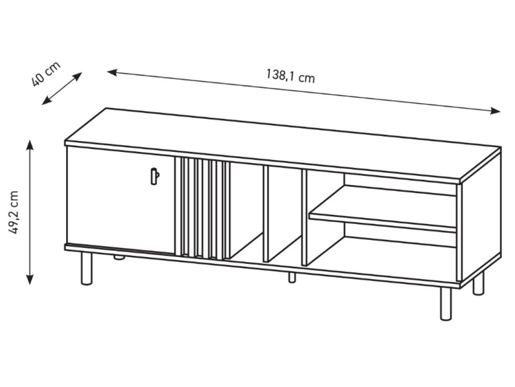 TV-Lowboard mit Türen Malone Artisan Eiche, Schwarz