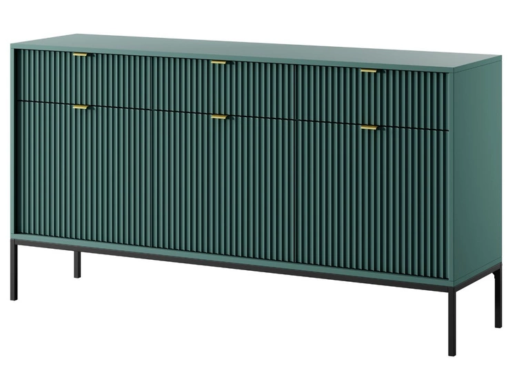 Kommode mit Türen und Schubladen Amber Grün, Schwarz Frame