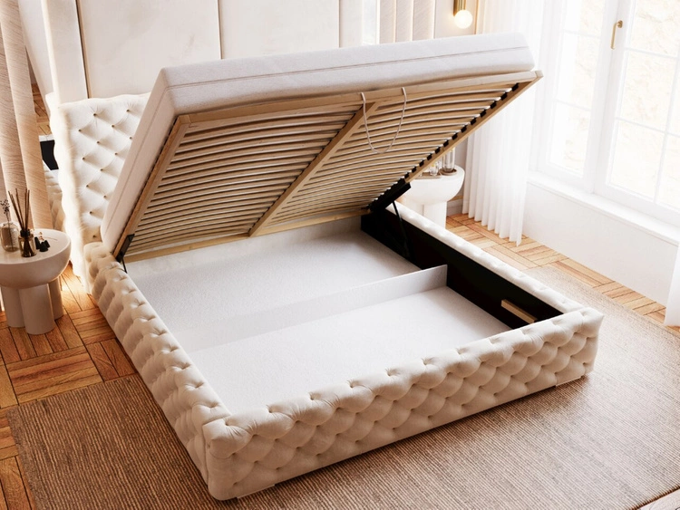 Polsterbett mit Bettkasten und Lattenrost 160x200 Astra Beige