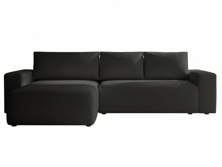 Ecksofa L-Form Links mit Schlaffunktion und Bettkasten Tazones Schwarz