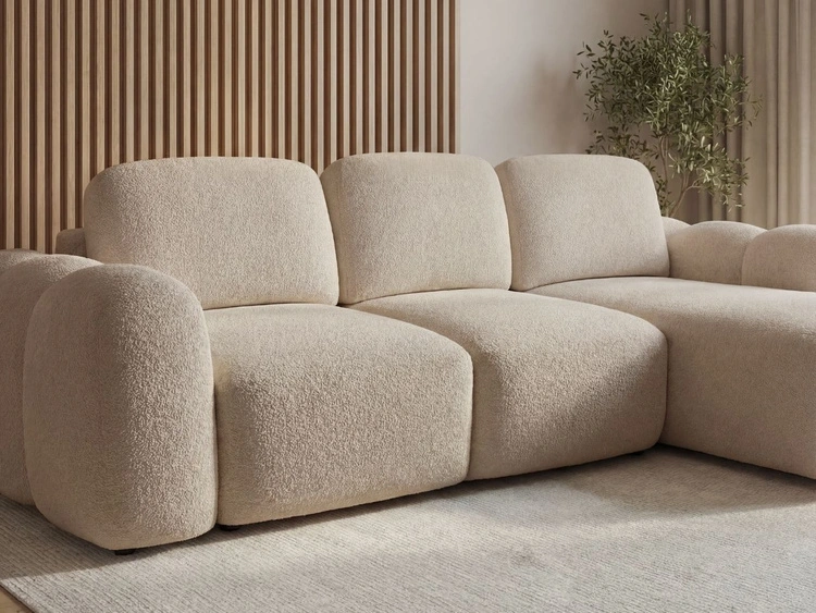 Ecksofa L-Form mit Schlaffunktion und Bettkasten Avelin Rechts Beige