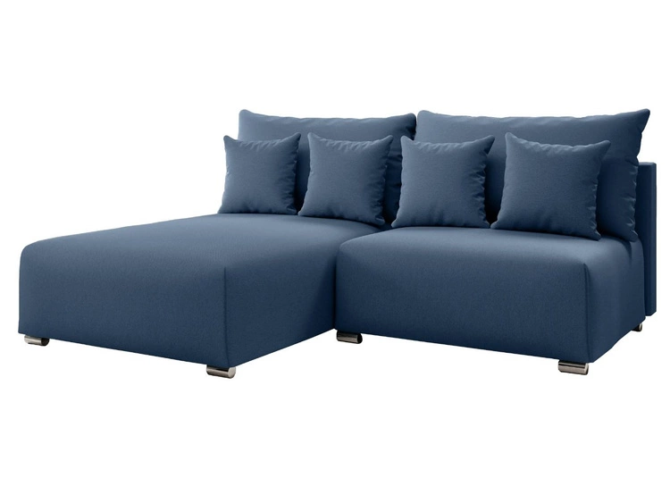 Ecksofa L-Form Links mit Schlaffunktion und Bettkasten Ronni Dunkelblau