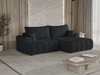 Ecksofa L-Form Rechts mit Schlaffunktion und Bettkasten Caleo Schwarz