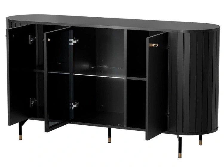 Möbel-Set für Wohnzimmer Soria Schwarz mat