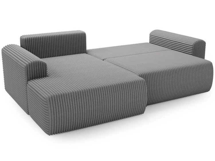 Ecksofa mit Schlaffunktion und Bettkasten Belvio links Dunkelgrau