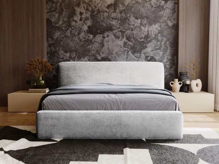 Polsterbett mit Bettkasten und Lattenrost 160x200 Monza Hellgrau