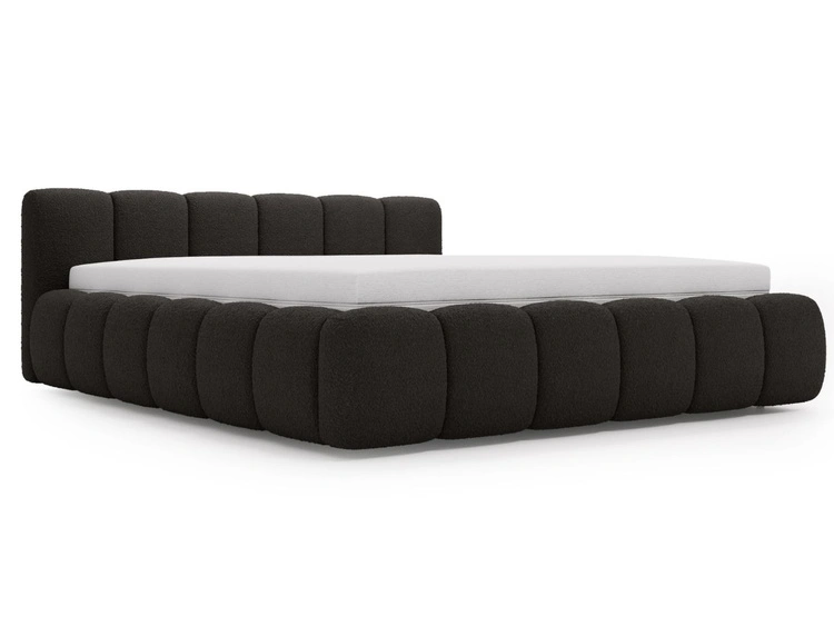 Polsterbett mit Bettkasten und Lattenrost 180x200 Cloud Low Bouclé-Stoff Schwarz
