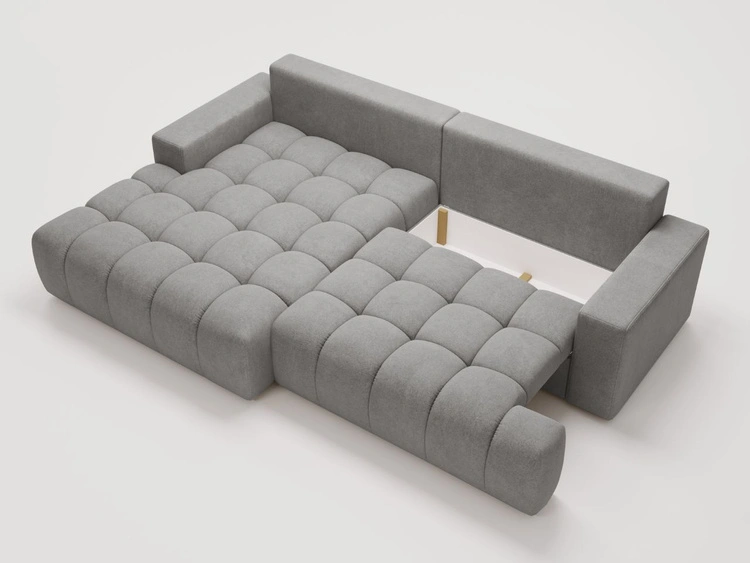 Ecksofa L-Form mit Schlaffunktion und Bettkasten Havi Links Grau