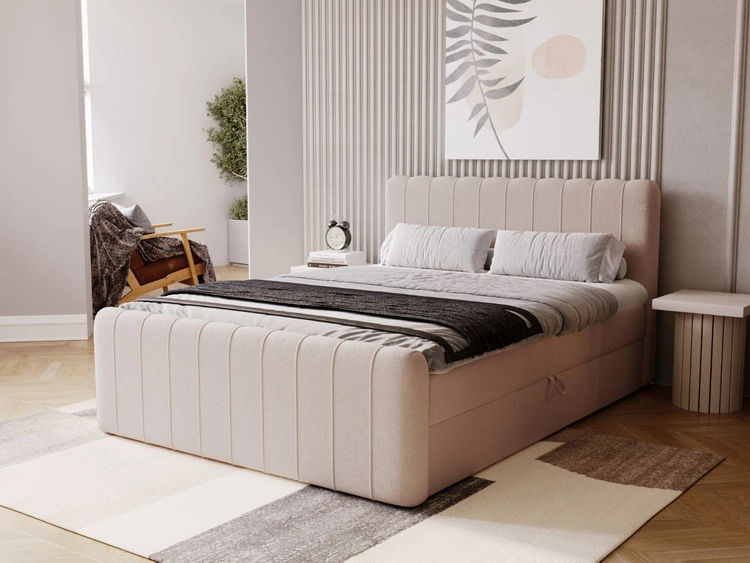 Boxspringbett mit Bettkasten 120x200 Osteno Beige