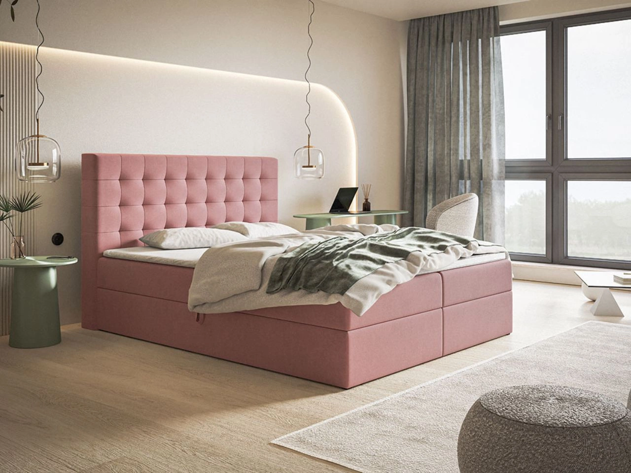 Boxspringbett mit Bettkasten 120x200 Denza Rosa